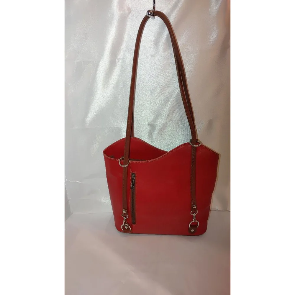 Vera Pelle Borse in Pelle Convertible Leather Bag Made in Italy
